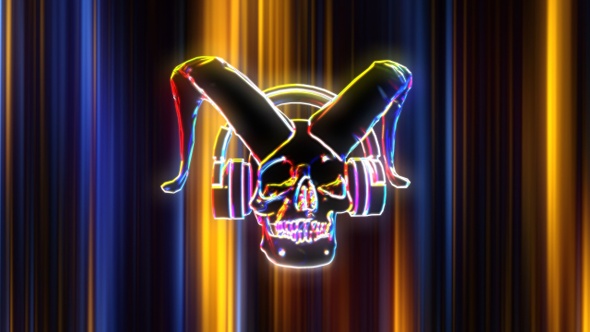 Neon Horned Skull With Headphones In Flight 3