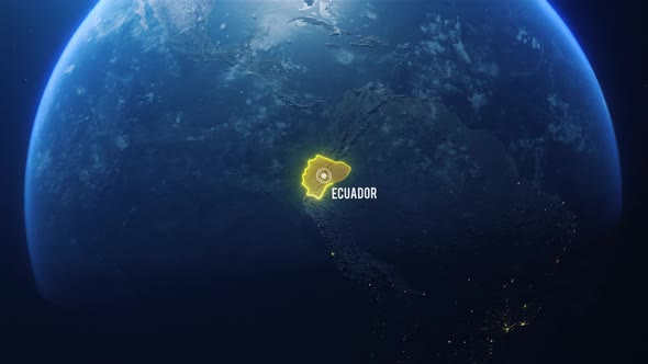 Earh Zoom In Space Ecuador Country Alpha Output