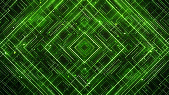 Green Rhombus - Glowing Lines and Shapes