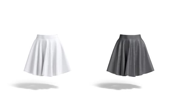 Blank black and white women short skirt , looped rotation alt
