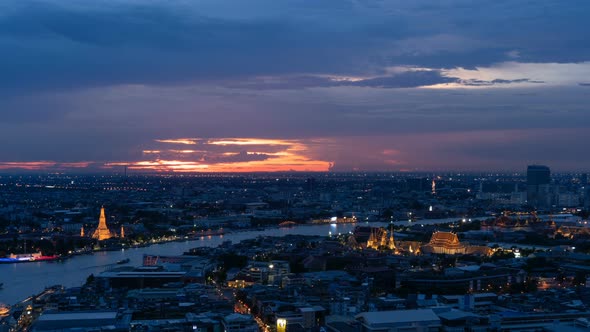 Aerial view of Rama 8 Bridge at sunset. Urban city, Bangkok, Thailand. alt