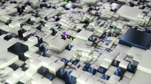 Abstract 3d White Rainbow Cubes Background alt