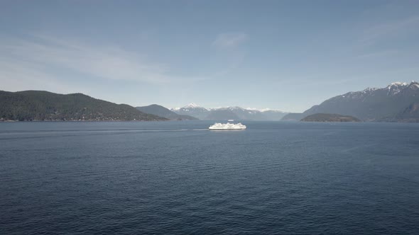 Aerial view of a vessel from British Columbia Ferry Services in Vancouver, Canada. transportation pu alt