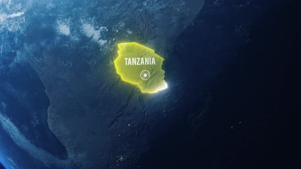 Earh Zoom In Space To Tanzania Country Alpha Output