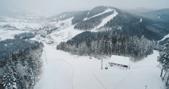 Winter Ski Resort in Snow Carpathian Mountains