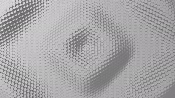 Abstract white hexagon with offset effect.