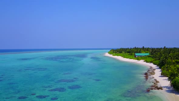Drone nature of tropical resort beach voyage by ocean and sand background alt
