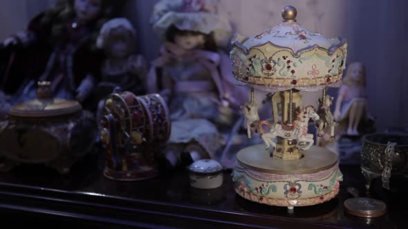 Two Toy Carousels Music Box