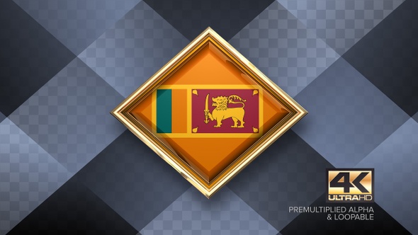 Sri Lanka Flag Rotating Badge 4K Looping with Transparent Background alt