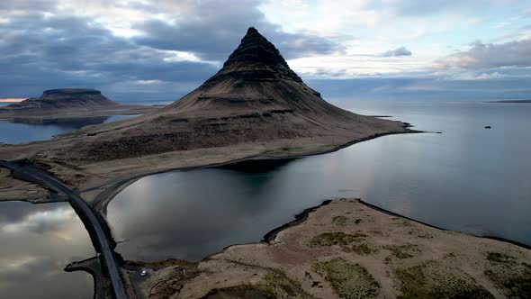 Kirkjufell Mountain Western Iceland Coastline Fjord at sunset alt