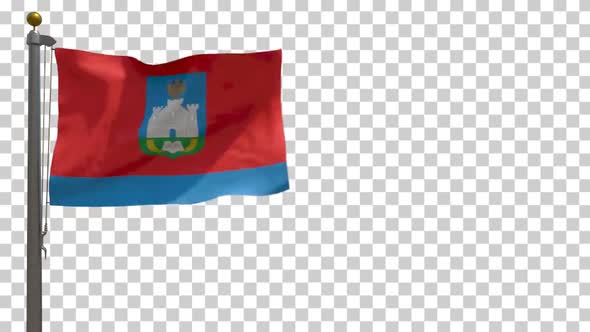 Oryol Oblast Flag (Russia) on Flagpole with Alpha Channel - 4K alt