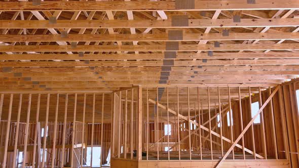 Wooden Detailing of the Interior View Roof Trusses a Timber Frame Home alt