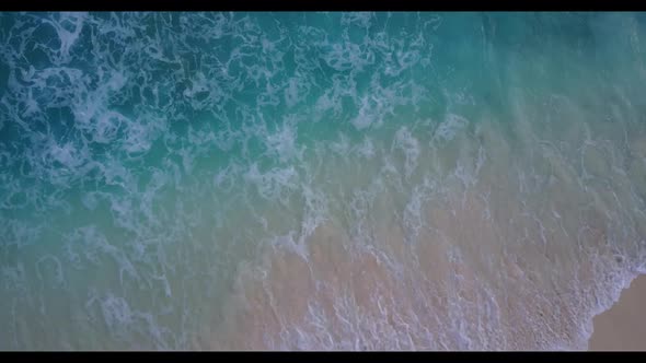 Aerial above tourism of beautiful coastline beach lifestyle by shallow sea and white sandy backgroun alt