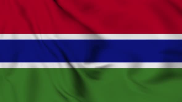 Gambia flag seamless closeup waving animation