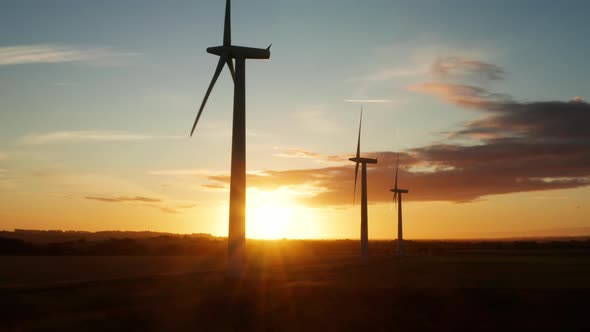 Sunrise at a wind farm