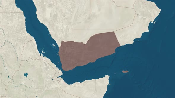 Zoom in to the Map of Yemen with Text Textless and with Flag alt