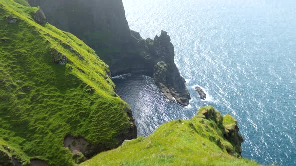 Amazing Faroese Nature Green Hills and Beautiful Rocky Cliffs and Mountains alt