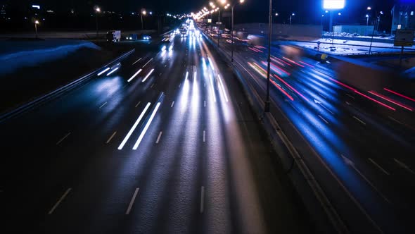 Fast Cars On Night City Highway