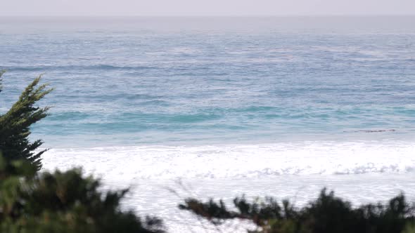 Ocean Sandy Beach California Coast Sea Water Waves Crashing