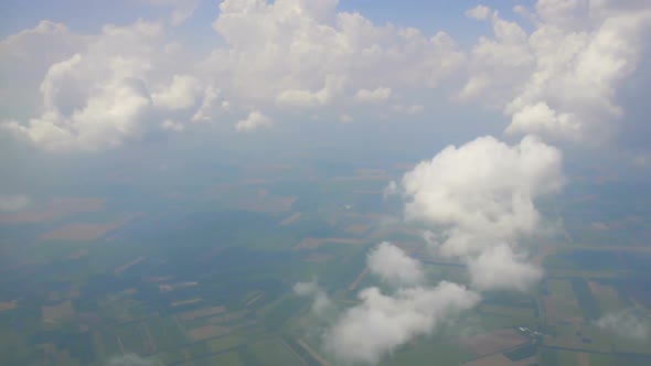 Thin Clouds and Fog Hanging Over Fields High in Sky, Saving Atmosphere, Ecology alt