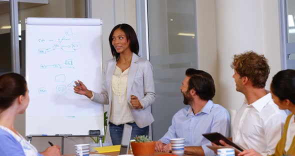 Business executive giving presentation alt