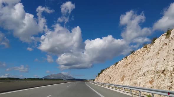 Driving scenic highway mountain road in Greece