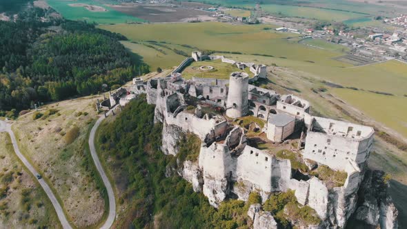 Aerial Drone View on Spis Castle. Slovakia. Ancient Castle, Spissky Hrad alt
