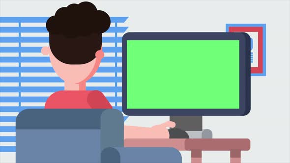 Cartoon Man Use Computer 4k By Nicartoon Videohive