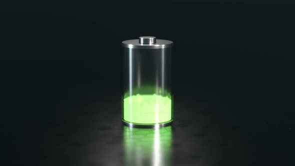 Battery charging process. Power level showed as green cells in increasing. 4K alt