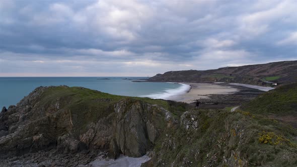 La Hague France Timelapse  Wide Angle View of the Baie d Ecalgrain in Auderville During the Day alt