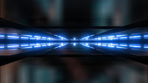 4K Blue Neon Glossy Corridor alt