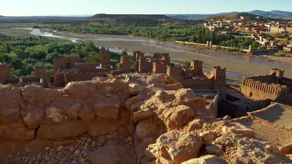 Ait Benhaddou, Morocco. View of Clay Made Ksar Fortified Village Along Former Caravan Route Between alt