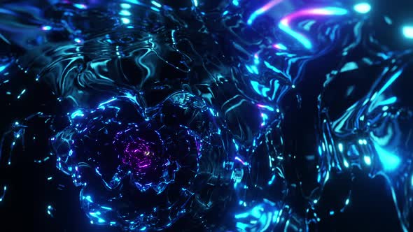 Shiny Magical Obsidian Space Tunnel Motion Graphics Background