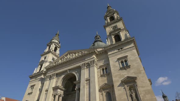 Towers of St Stephen's Basilica in Budapest alt