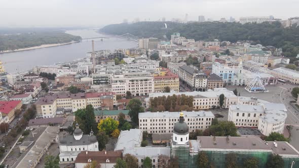 Cityscape of Kyiv, Ukraine. Aerial View, Slow Motion alt