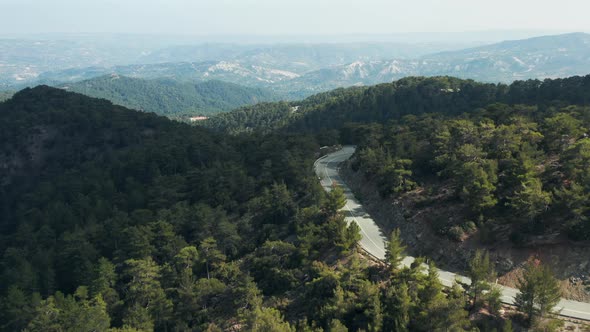 Aerial Of Road In Troodos Mountains, Cyprus alt