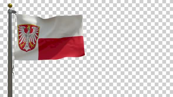 Frankfurt am Main City Flag (Germany) on Flagpole with Alpha Channel - 4K alt