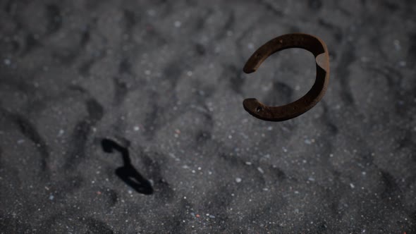 Extreme Slow Motion Old Rusty Metal Horseshoe alt