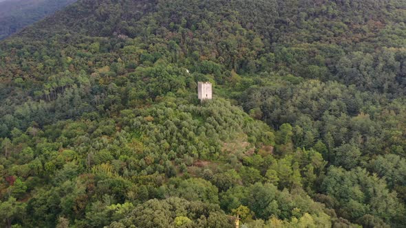 Aerial View an Abandoned Castle Castello Di Ripafratta in Tuscany Italy alt