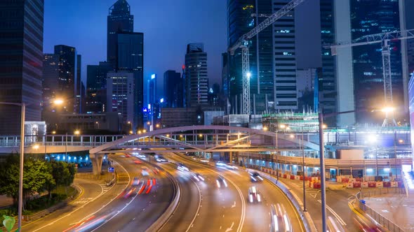 Modern Asian City Heavy Traffic Highway At Night alt