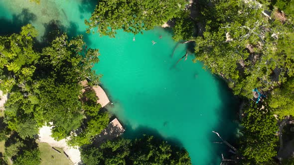 The Blue Lagoon from drone, Port Vila, Efate, Vanuatu alt