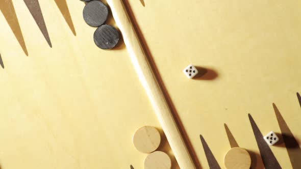 Backgammon board with dice, double five