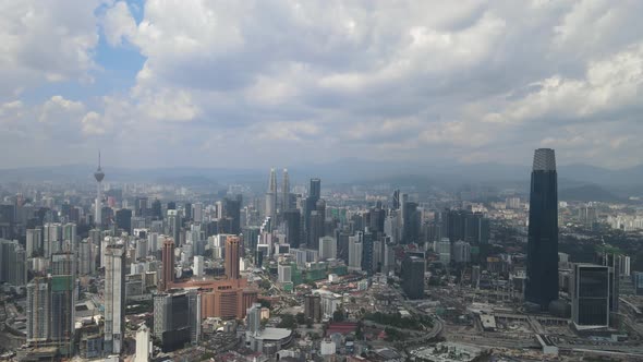 Aerial view of Skyscraper and one of the landmarks in Kuala Lumpur