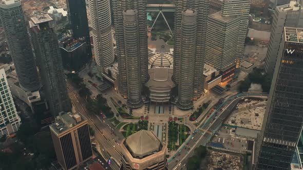 Kuala Lumpur city skyline on sunrise in Malaysia. alt