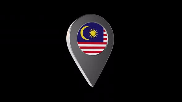 3d Animation Map Navigation Pointer With Malaysia Flag With Alpha Channel  - 2K alt