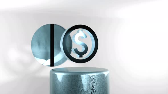 Animation of virtual dollar coin alt