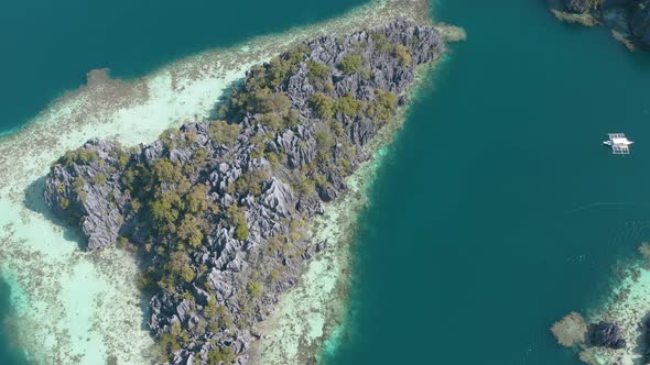 Aerial View of the Twin Lagoon in Coron Island, Palawan, Philippines alt