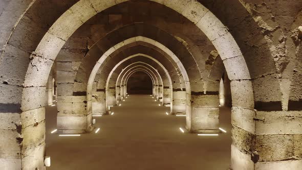 Interior of Historical Monumental Building With Stone Arches and Domes alt