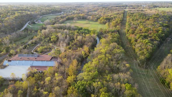 Stilwell, Kansas Flat Prairie Tree-Covered American Midwest Landscape, Aerial alt
