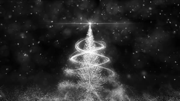 Animated White Christmas Fir Tree Star background bokeh snowfall HD resolution